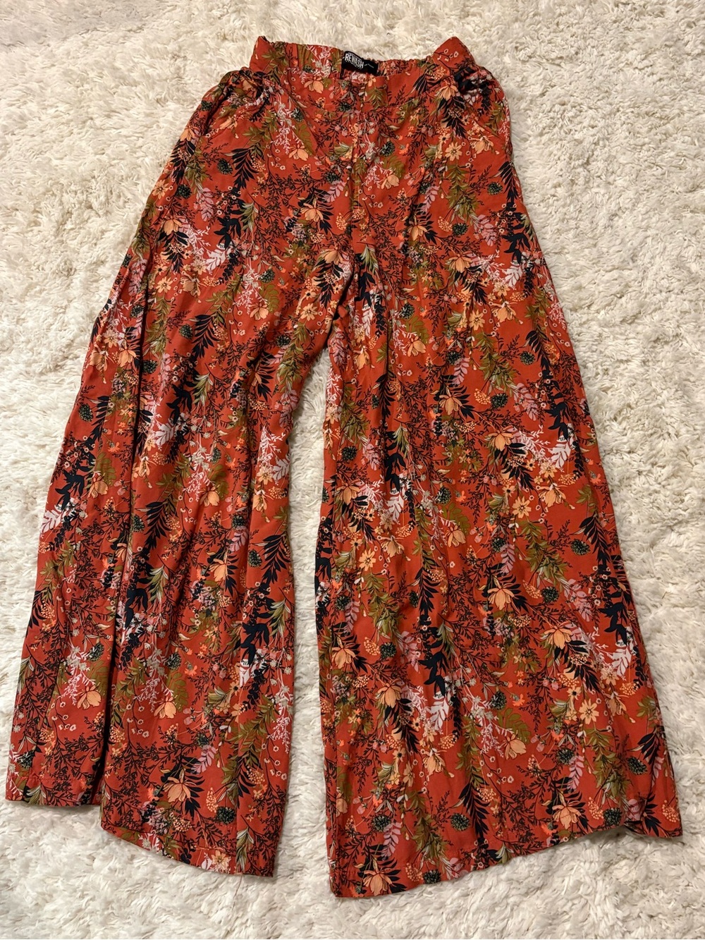 Rewash high-rise wide-leg pull on boho pants elastic